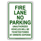 Fire Lane No Parking Unathorized Vehicle Will Be Ticketed Aluminum Metal Sign Plate