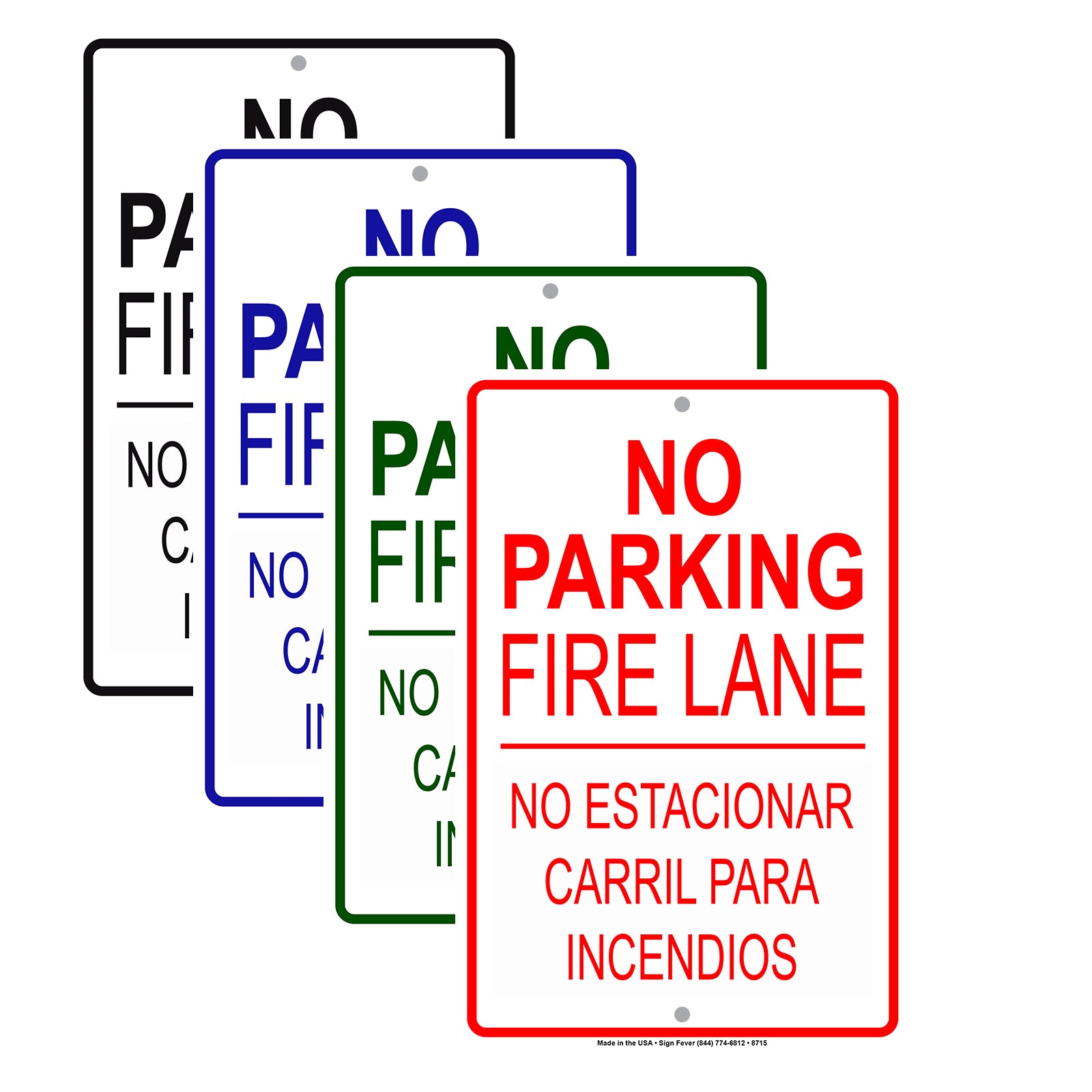 No Parking Fire Lane No Estacionar Carril Para Incendios Aluminum Metal Sign Plate