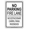 No Parking Fire Lane No Estacionar Carril Para Incendios Aluminum Metal Sign Plate