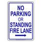 No Parking Or Standing Fire Lane With Right Arrow Aluminum Metal Sign Plate