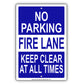 No Parking Fire Lane Keep Clear At All Times Aluminum Metal Sign Plate