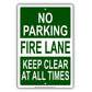 No Parking Fire Lane Keep Clear At All Times Aluminum Metal Sign Plate