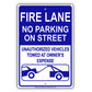 Fire Lane No Parking On Street Unauthorized Vehicles Towed At Owner's Expense Aluminum Metal Sign Plate