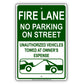 Fire Lane No Parking On Street Unauthorized Vehicles Towed At Owner's Expense Aluminum Metal Sign Plate