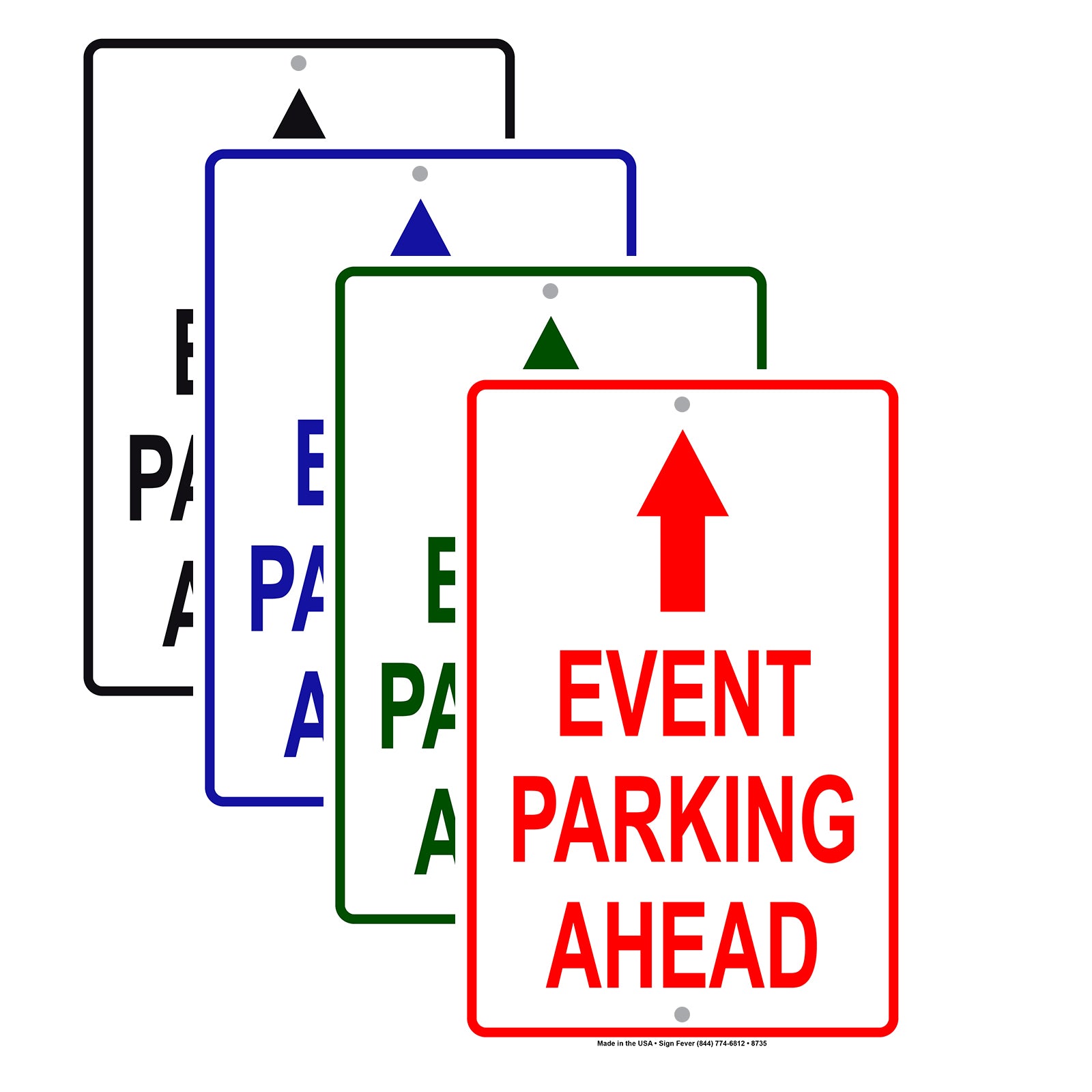 Event Parking Ahead With Up Arrow Aluminum Metal Sign Plate