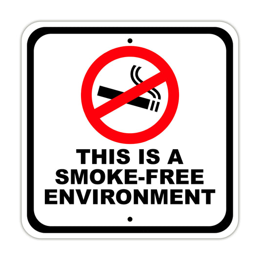 This is a Smoke Free Environment With Symbol Aluminum Metal Sign Plate