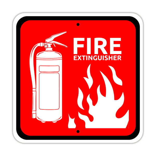 Fire Extinguisher Red Safety Warning Emergency | Metal Square Sign ...
