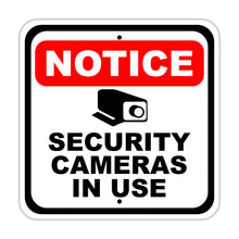 Warning Security Cameras In Use Aviso Camaras Notice Aluminum Metal Sign