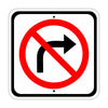 No Right Turn Road Street Highway Interstate Aluminum Metal Sign Plate