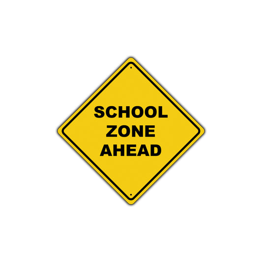 School Zone Stop Ahead Xing Diamond Grade School Metal Novelty Plate Aluminum Road Sign