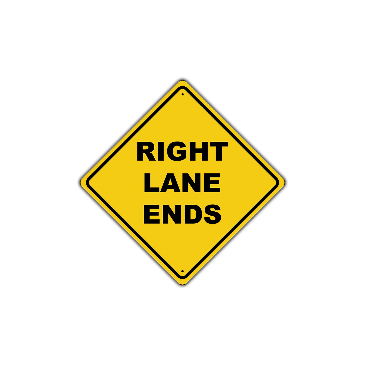 Right Lane Ends Do Not Block Caution Alert Attention Xing Metal Aluminum Novelty Plate Sign