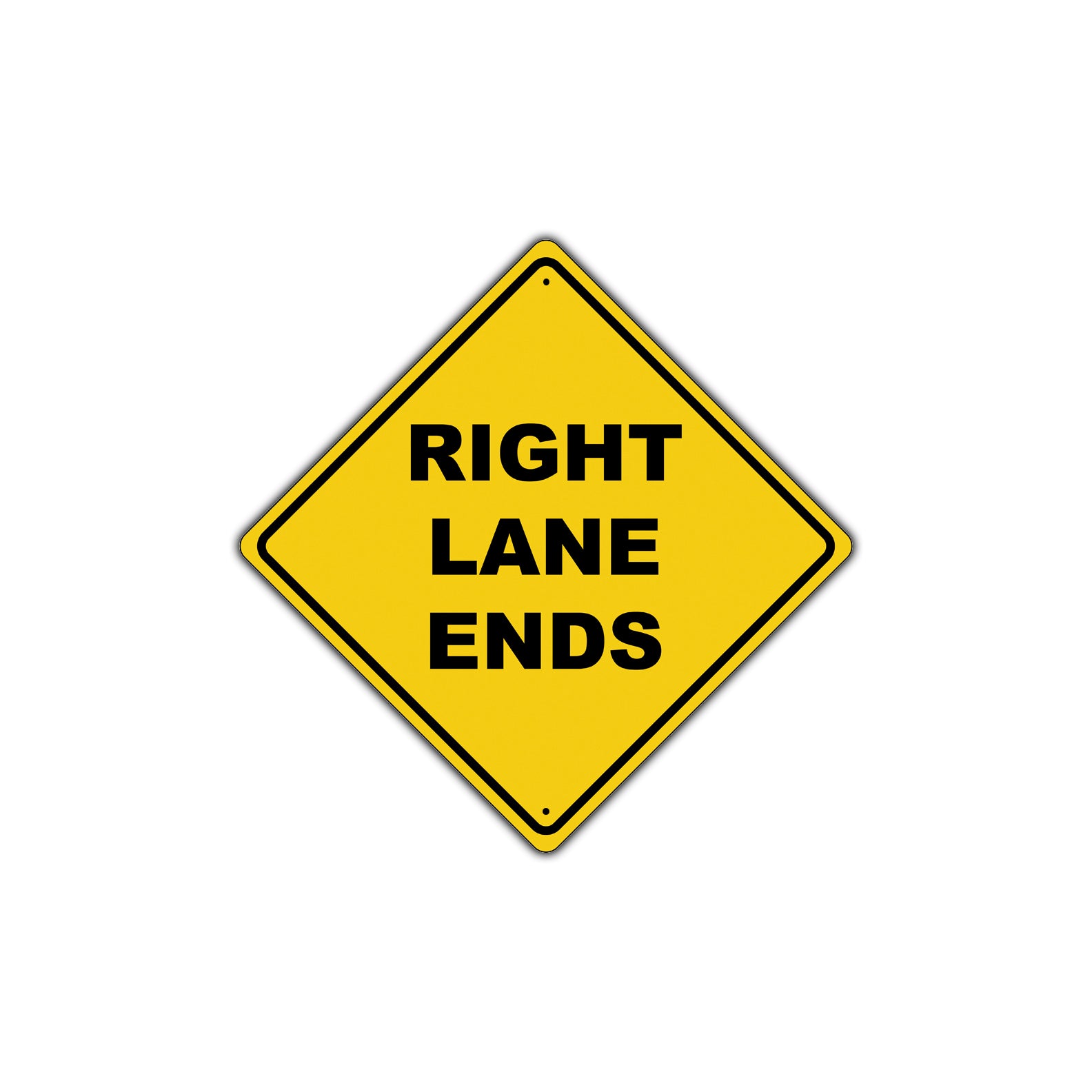 Right Lane Ends Do Not Block Caution Alert Attention Xing Metal Aluminum Novelty Plate Sign