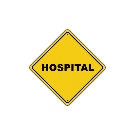 Hospital Emergency Do Not Block Warning Caution Attention Xing Metal Aluminum Novelty Plate Sign