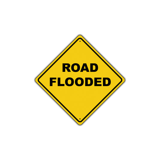 Road Flooded Caution Dangerous Zone Xing Diamond Alert Metal Novelty Plate Aluminum Road Sign