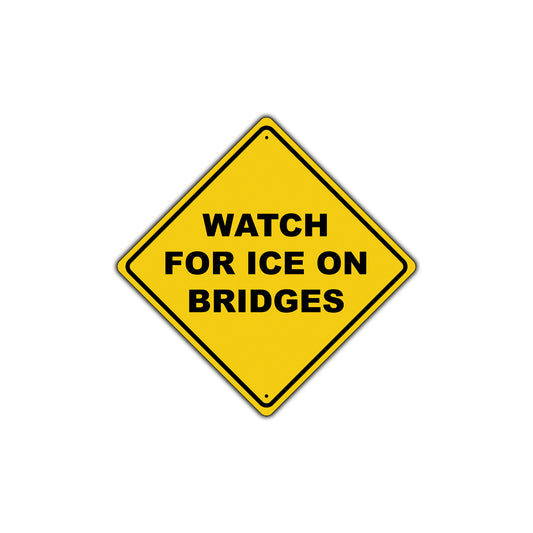 Watch For Ice On Bridges Zone Xing Diamond Alert Metal Novelty Plate Aluminum Road Sign