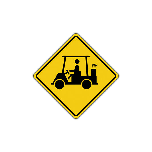 Golf Cart with Graphic Symbol Sports Lawn Club Ground Metal Aluminum Novelty Traffic Plate Sign 