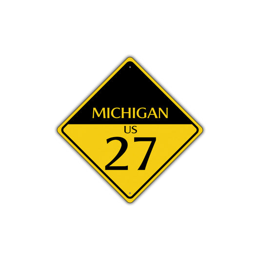 Michigan Us 27 Crossing Road Highway Alert Attention Xing Metal Aluminum Novelty Plate Sign