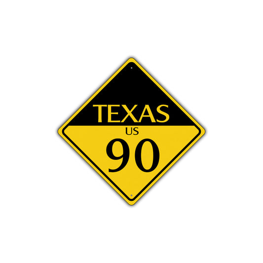 Texas Us 90 Crossing Road Highway Alert Attention Xing Metal Aluminum Novelty Plate Sign