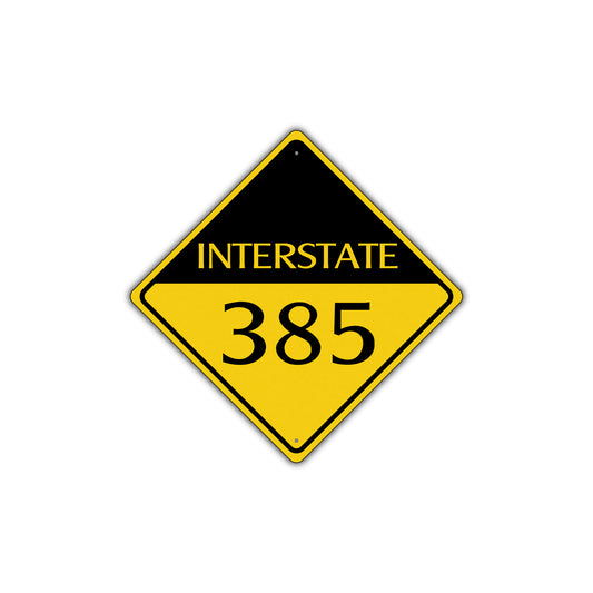 Interstate 385 Crossing Road Highway Alert Attention Xing Metal Aluminum Novelty Plate Sign