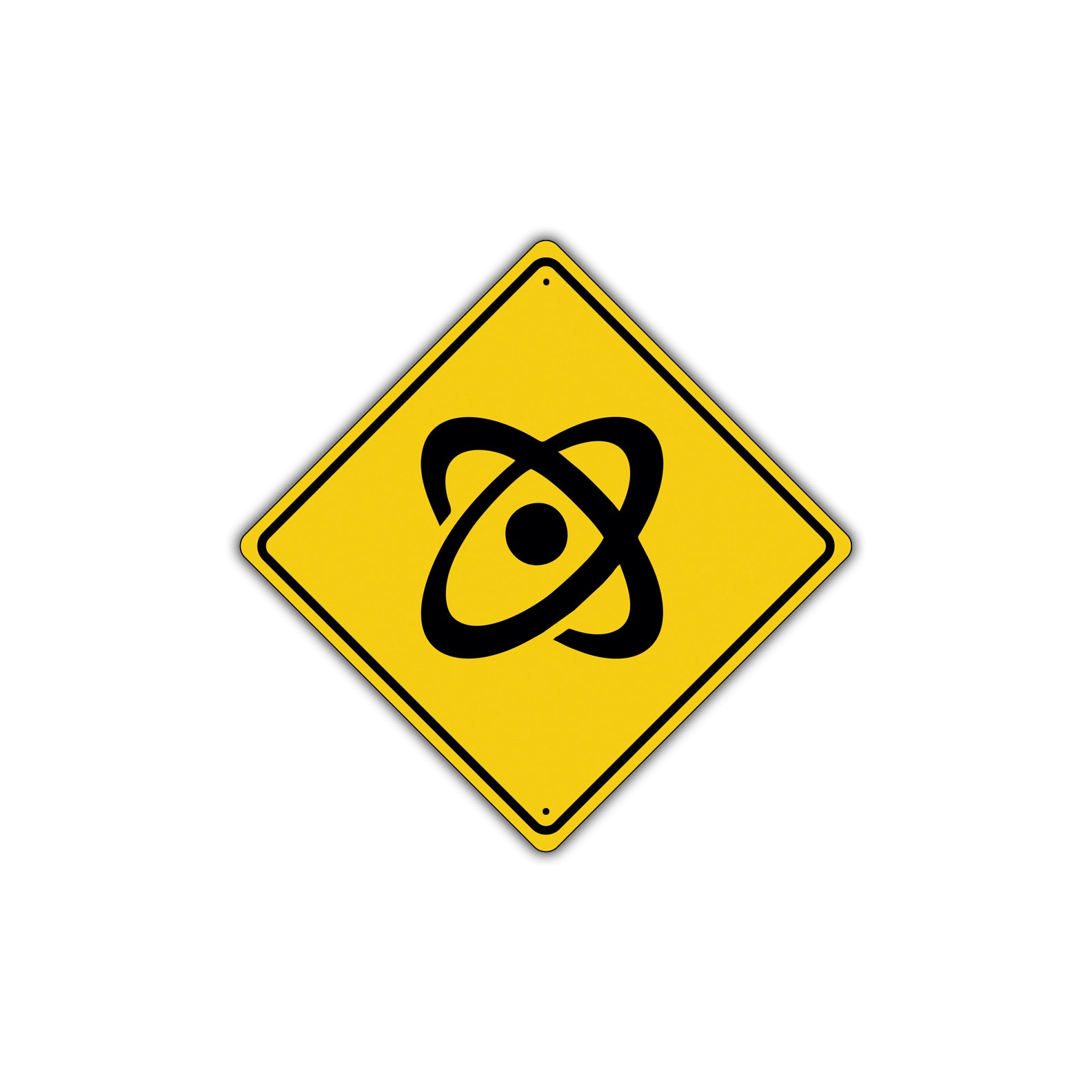 Atom Crossing | Yellow Novelty Diamond Sign - Sign Fever