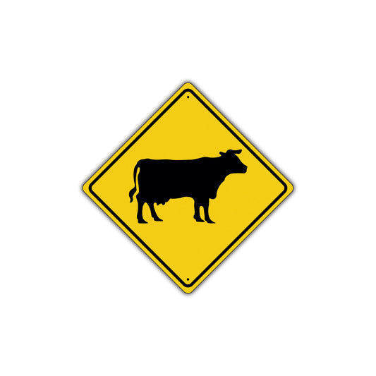 Caution Cattle Symbol Crossing Animal Attention Stop Slow Down Xing Metal Aluminum Novelty Sign