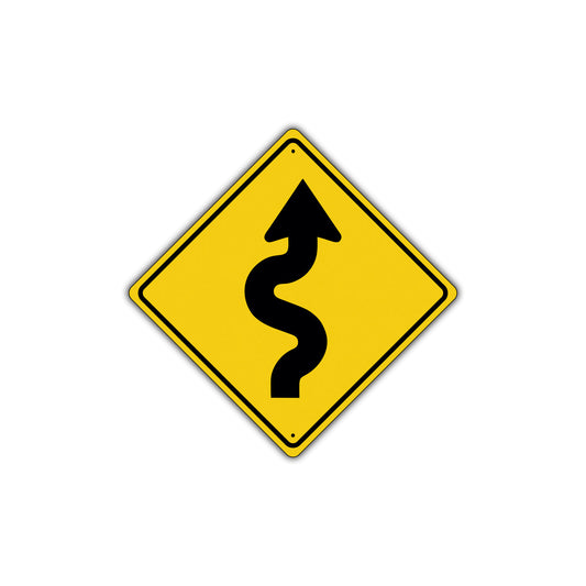 Right Winding Road with Sharp Mountains Turn Symbol Metal Aluminum Novelty Traffic Sign Plate
