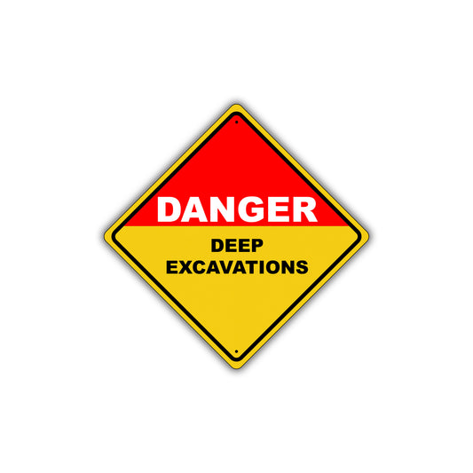 Caution Danger Deep Excavations Attention Metal Alert Aluminum Novelty Notice Sign Plate