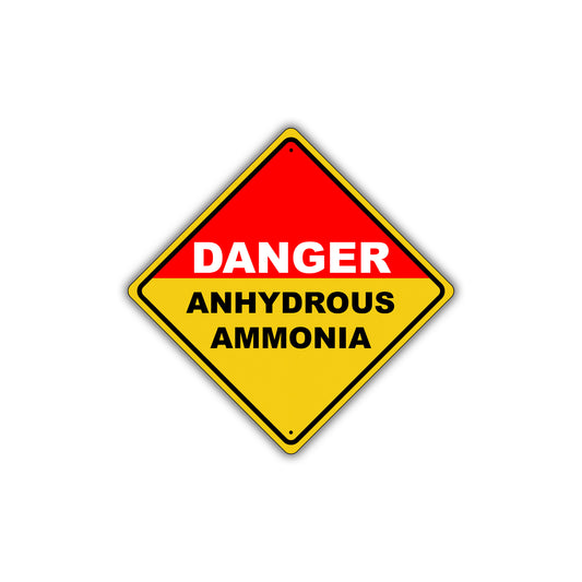 Caution Danger Anhydrous Ammonia Hazard Chemical Hazard Metal Alert Aluminum Novelty Sign