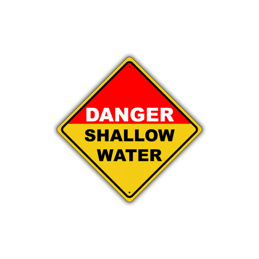 Caution Danger Shallow Water No Diving Pool Metal Alert Aluminum Novelty Notice Sign Plate