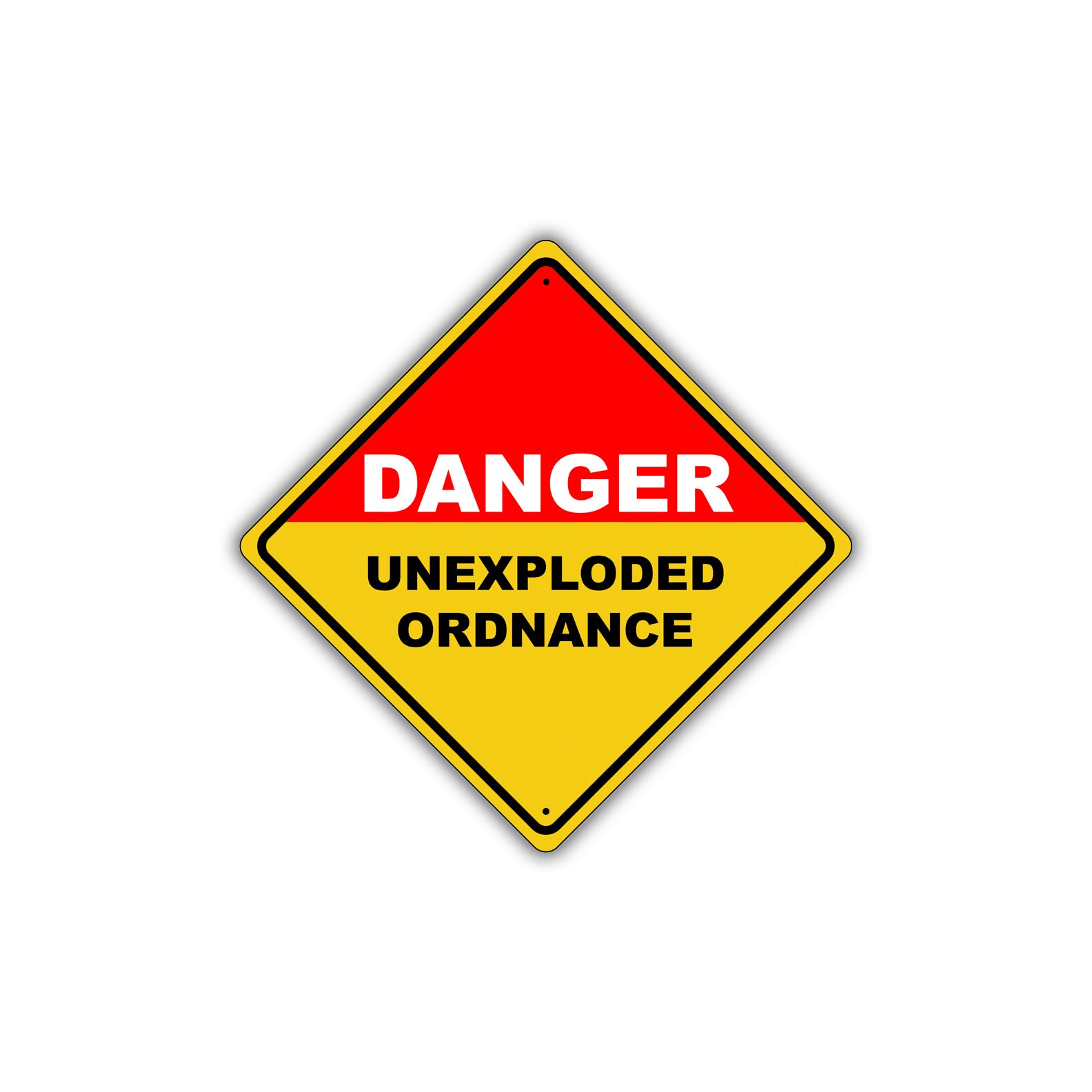 Caution Danger Unexploded Ordnance Restricted Area Arms Bombs Metal Alert Aluminum Novelty Sign