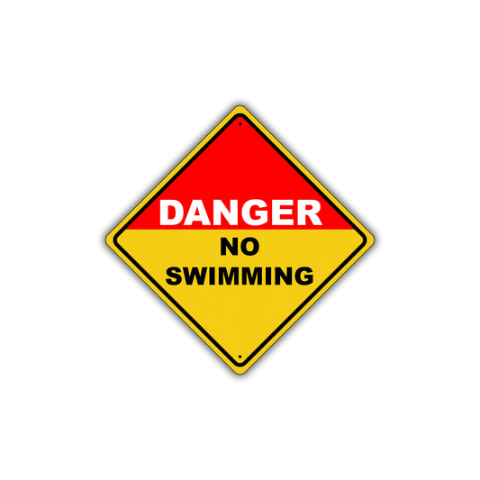 Caution Danger No Swimming ANSI Caution Danger Metal Alert Aluminum Novelty Notice Sign Plate