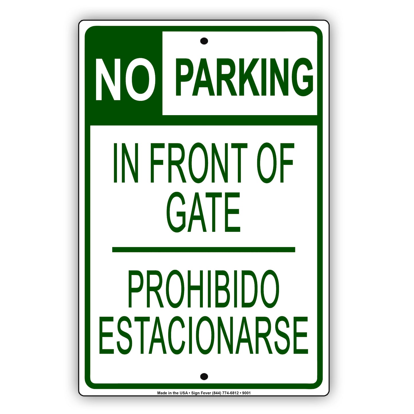 No Parking In Front Of Gate Spanish English Aluminum Metal Sign Plate