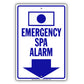 Emergency Spa Alarm With Down Arrow Aluminum Metal Sign Plate