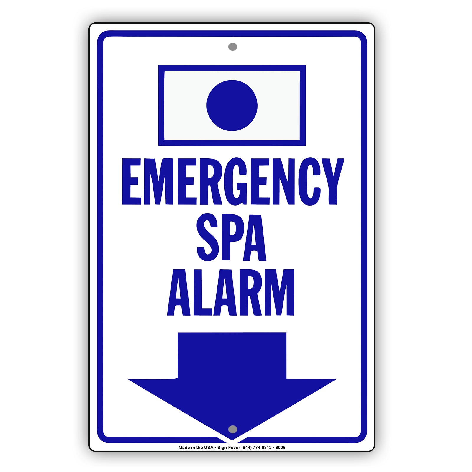 Emergency Spa Alarm With Down Arrow Aluminum Metal Sign Plate