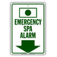 Emergency Spa Alarm With Down Arrow Aluminum Metal Sign Plate