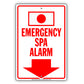 Emergency Spa Alarm With Down Arrow Aluminum Metal Sign Plate
