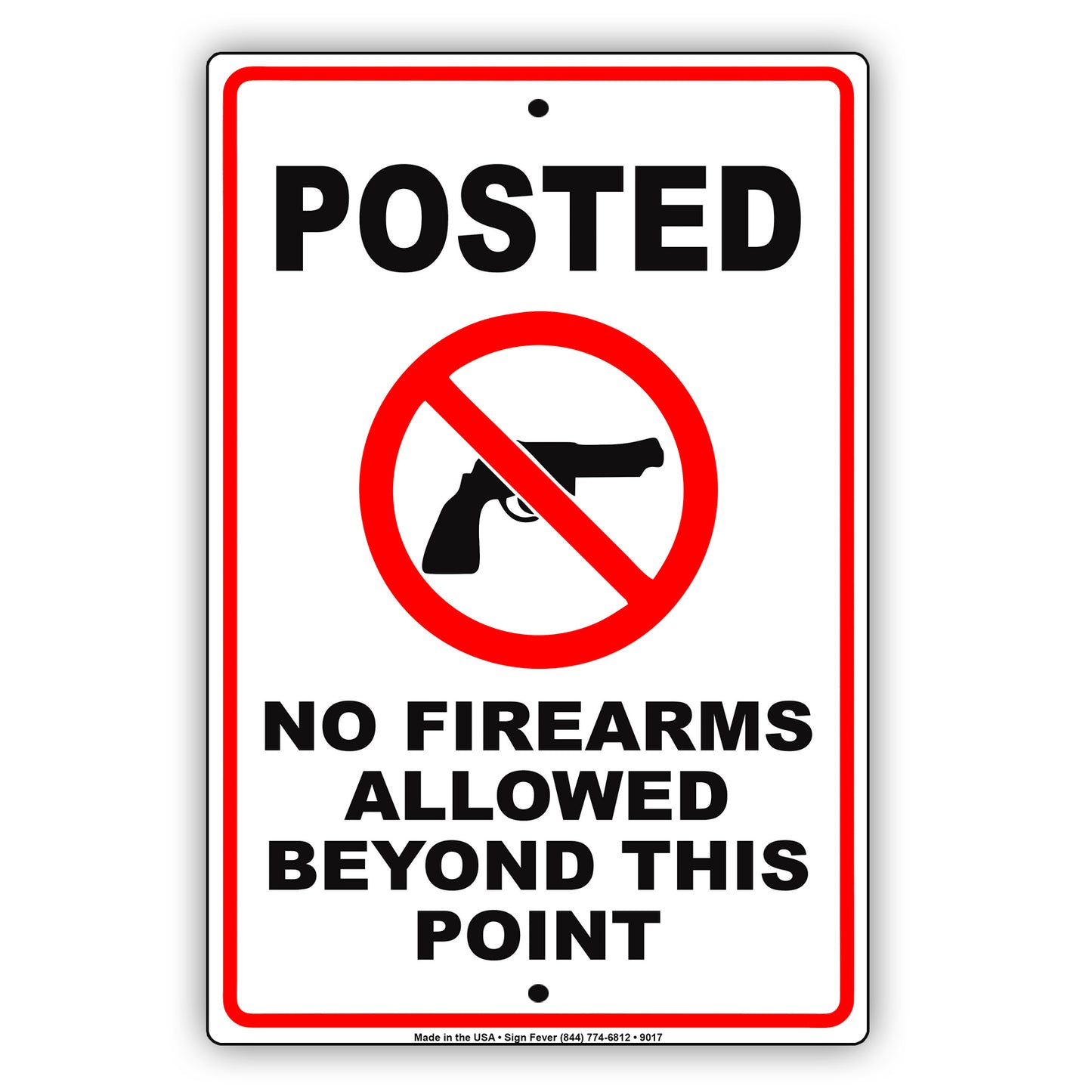 Posted No Firearms Allowed Beyond This Point Aluminum Metal Sign Plate
