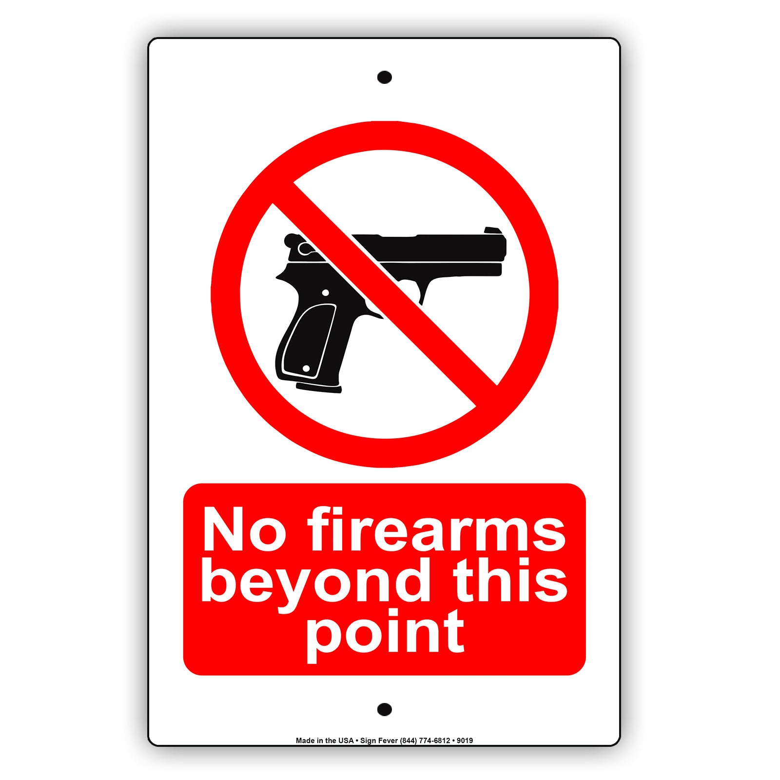 No Firearms Beyond This Point Restriction Aluminum Metal Sign Plate