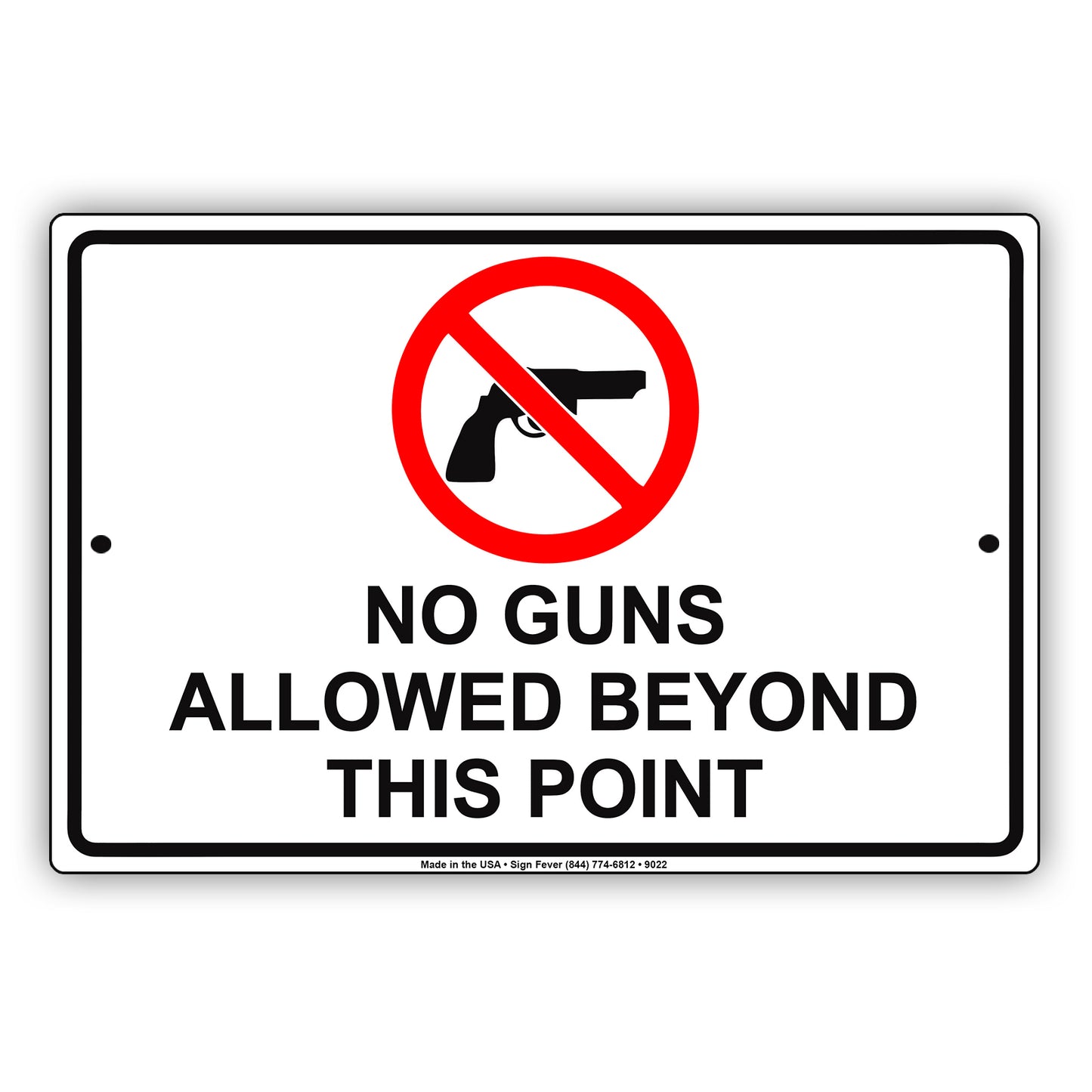 No Guns Allowed Beyond This Point Restriction Aluminum Metal Sign Plate