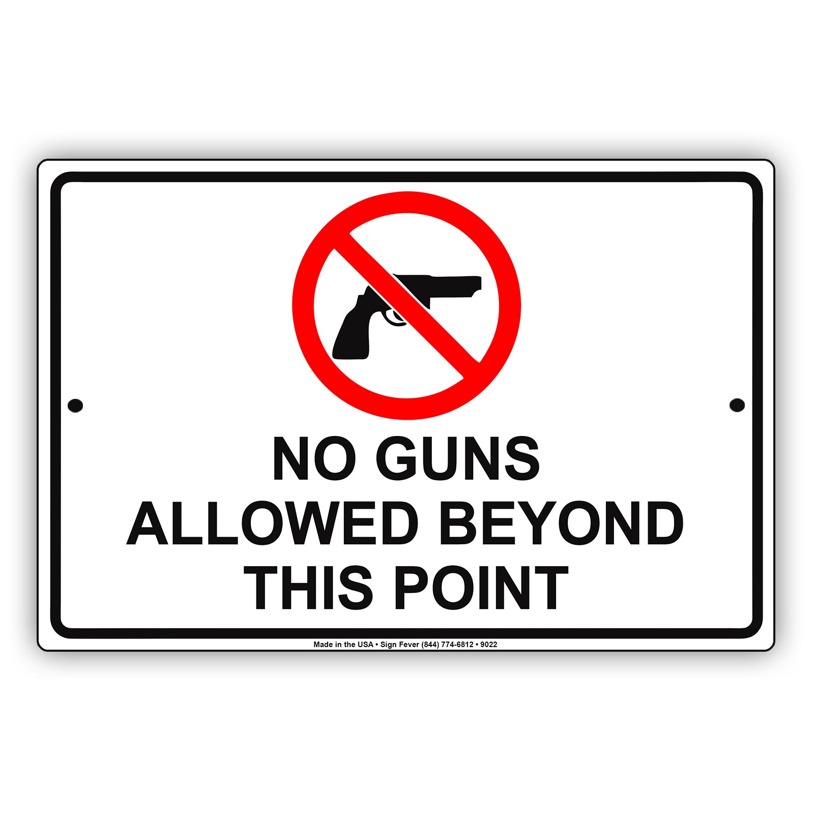 No Guns Allowed Beyond This Point Restriction Aluminum Metal Sign Plate