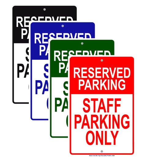 Reserved Parking Staff Parking Only Aluminum Metal Sign Plate