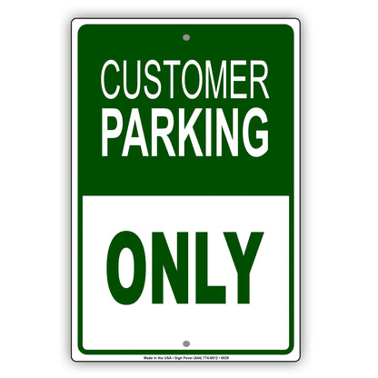 Customer Parking Only Store Retail Aluminum Metal Sign Plate