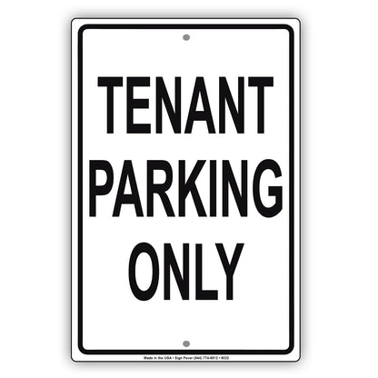 Tenant Parking Only Apartment Home Aluminum Metal Sign Plate