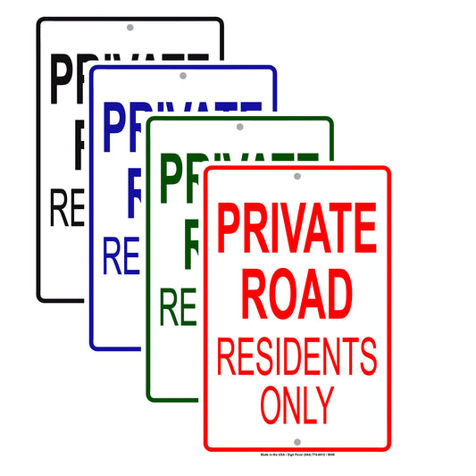 Private Road Residents Only No Trespassing Aluminum Metal Sign Plate