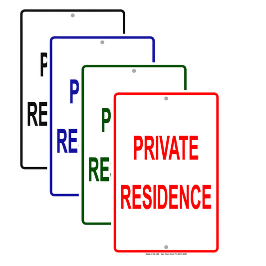 Private Residence No Parking Aluminum Metal Sign Plate