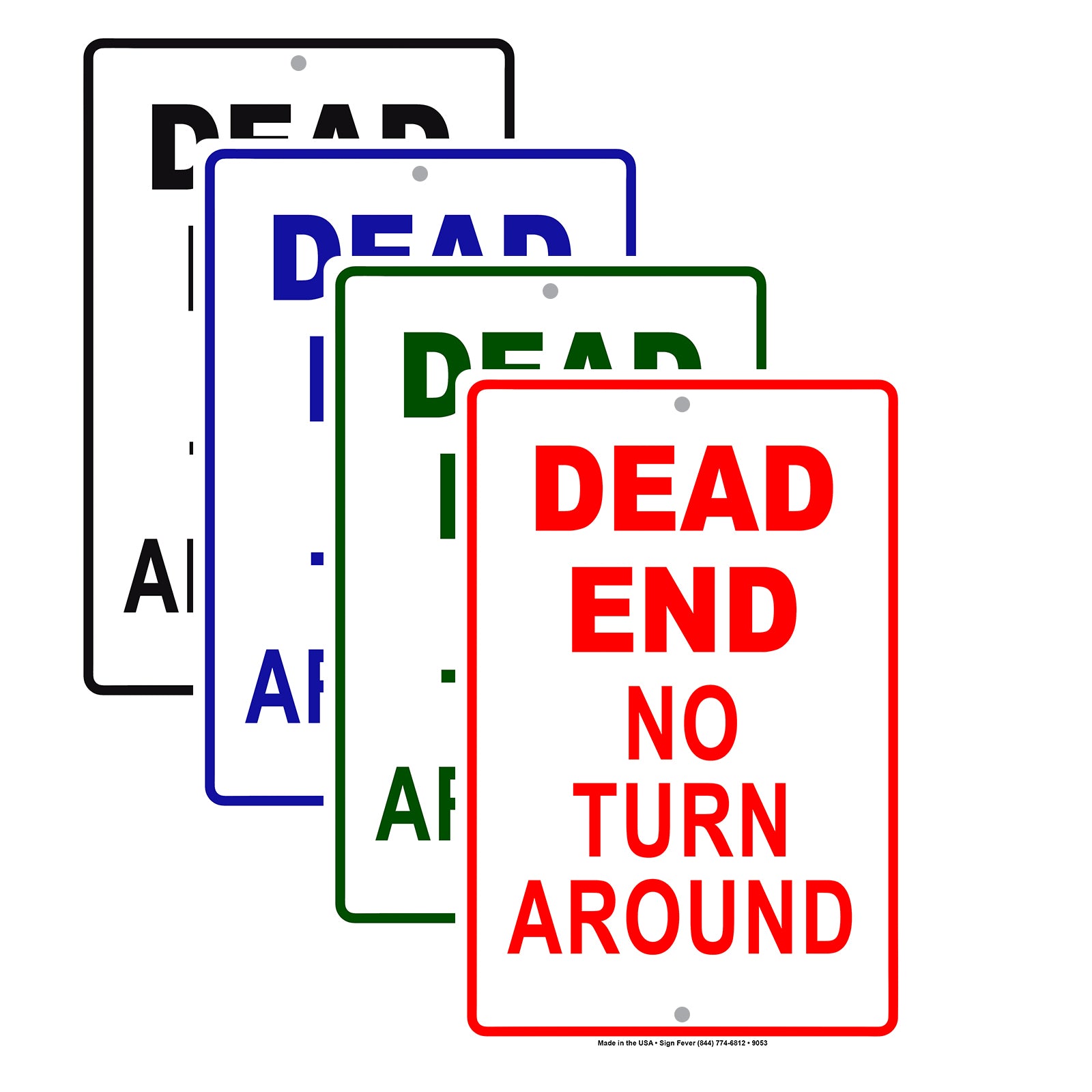 Dead End No Turn Around Dangerous Stop Aluminum Metal Sign Plate