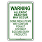 Warning Allergic Reaction May Occur Aluminum Metal Sign Plate