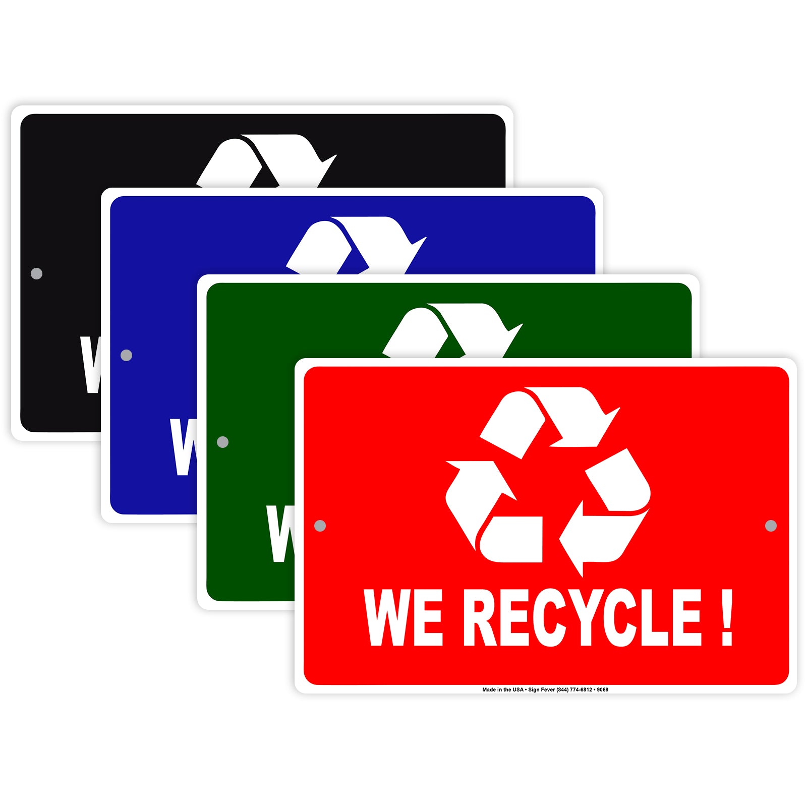 We Recycle Save the Earth Aluminum Metal Sign Plate
