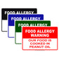 Food Allergy Warning Our Food Is Cooked In Peanut Oil Aluminum Metal Sign Plate