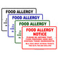Food Allergy Notice Please Be Advised That Food Prepared Here May Contain Ingredients Aluminum Metal Sign Plate
